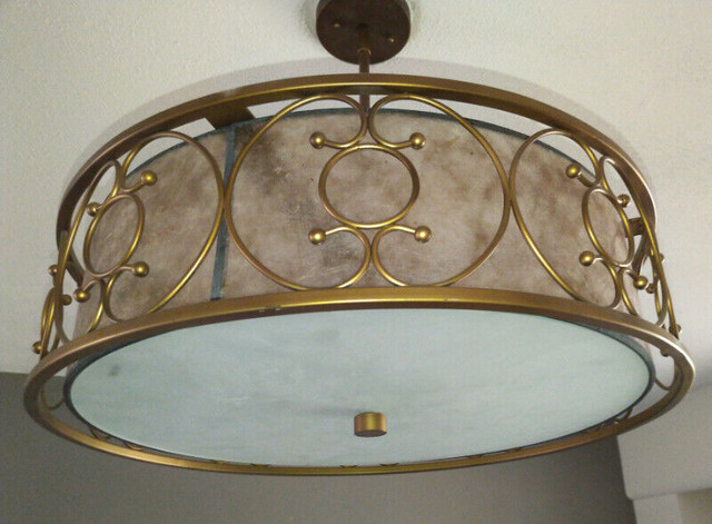 Light Fixture - Pendant, Round Bronze Metal Wrapped Shade in Indoor Lighting & Fans in Markham / York Region