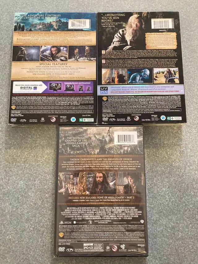 New The Hobbit DVDs 1 2 3 Unexpected Desolation of Smaug 5 Army63347536868865121