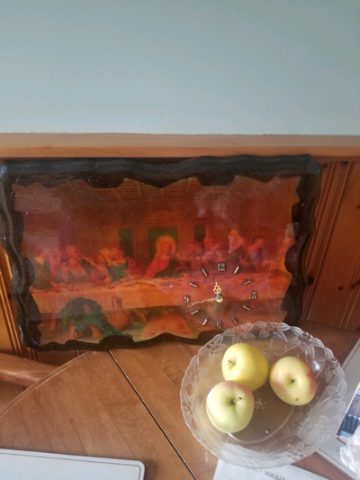 Last supper picture and wall clock, View more