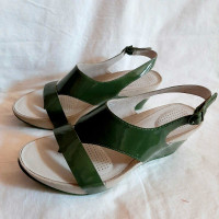 "Tsubo"- Model "Olisa"/Women's Green Moss Leather Shoes,8.5M,New
