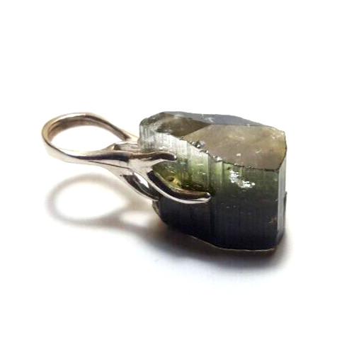 Green/White Tourmaline Terminated Cap Crystal Pendant in Jewellery & Watches in Sudbury - Image 2