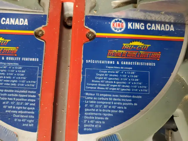 Scie à onglets coulissante à deux biseaux King Canada 12 pouces | Power ...