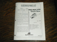 McCulloch Pro Mac 570 Chain Saw Parts List Manual   July 1978