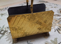 Antique Brass clawfoot magazine rack or firewood holder