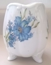 Vintage Porcelain Egg  with Blue Hand Painted Floral Design