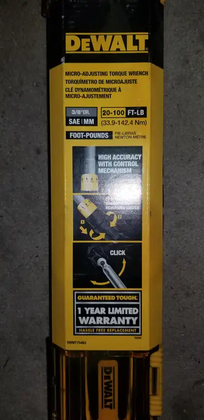 Dewalt 3\8 Torque wrench, View more
