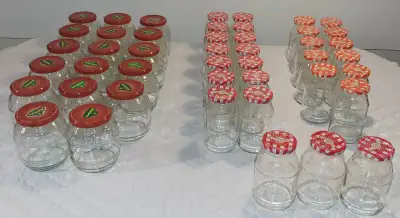***SOLD Approx. 55 Glass Jars with Lids. 17 pieces x 850ml (barrels shaped from Kühne Sauerkraut) 25...