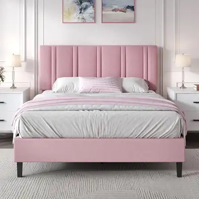 Double headboard beds with wooden slat support, View more