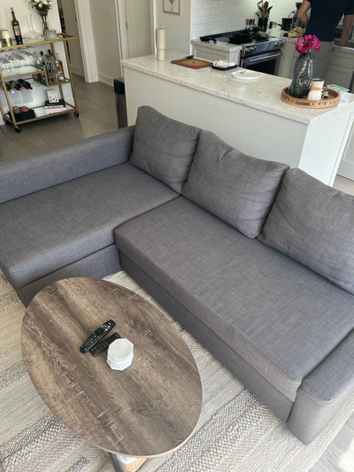 IKEA FRIHETEN Corner sofa-bed with storage, Hyllie dark gray