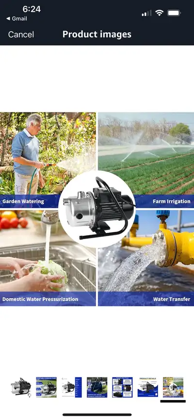1.2 HP Portable Shallow Well Garden Pump. 6369, View more