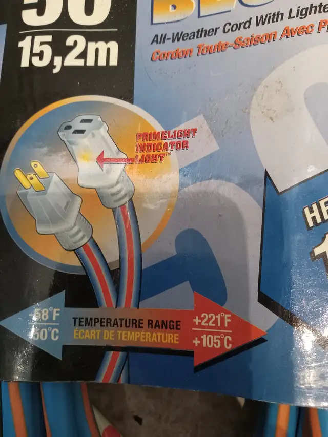 NEW 50 FOOT PREMIUM QUALITY ALL-WEATHER OUTDOOR EXTENSION CORD in Other in Oshawa / Durham Region - Image 3