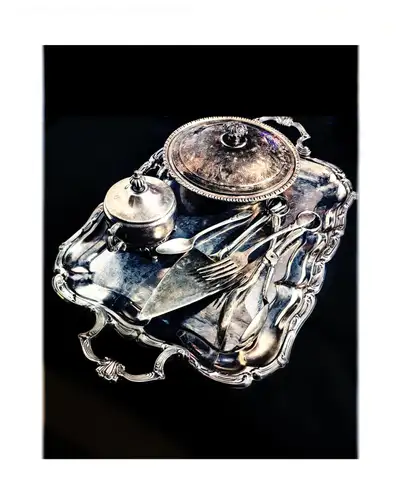 Vintage Grade Antique Silver-Plated Dinnerware Set, EP-BRASS, View more
