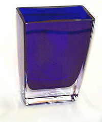 Cobalt Blue Glass Vase 8" Tall, New