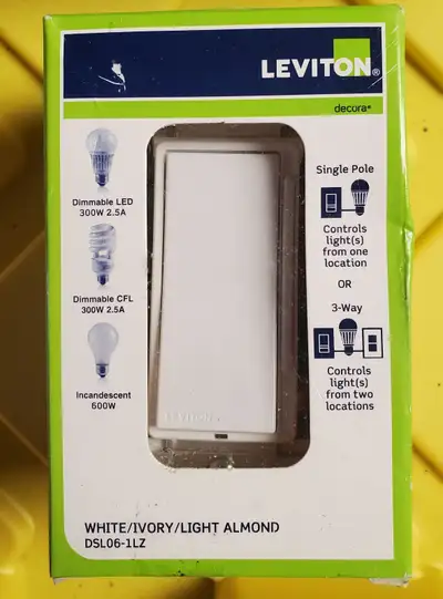 Leviton DSL06-1LZ Dimmer switch with locator light, View more