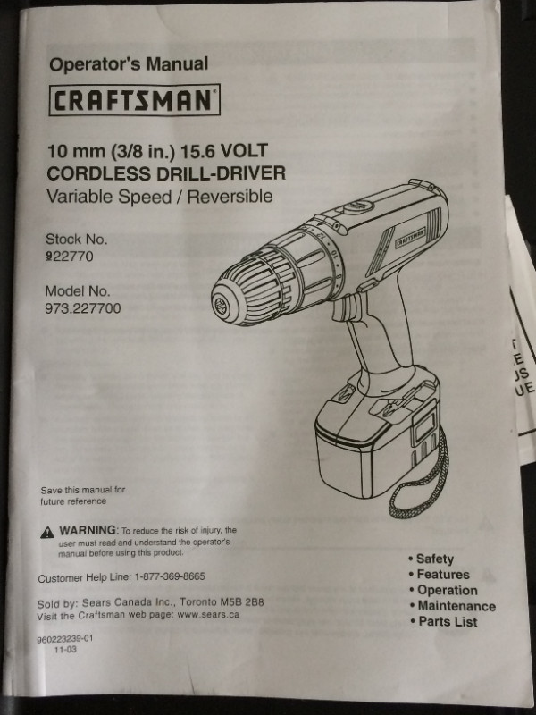 Craftsman 15.6 volt cordless drill kit dans Outils électriques  à Bedford - Image 4