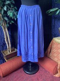 Vintage 1990s Principles Garden Hyacinth Blue Witchy Skirt