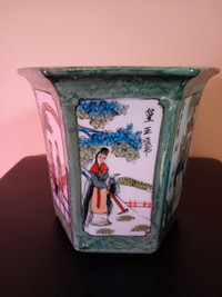 Vintage Japanese Hand Painted Plant Pot