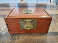 Vintage Asian Wood & Brass Jewelry Box
