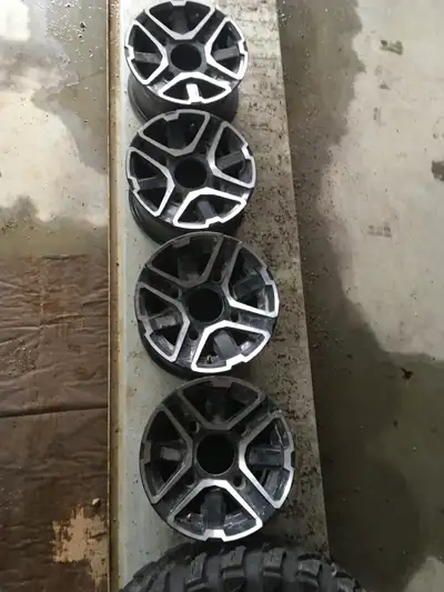 Mag style rims for Polaris Utv. Atv complete with centre caps 12x8 and 12x6