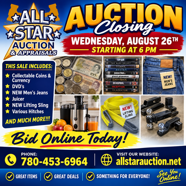 EDMONTON:  Timed Online Auction - Aug 26th @ 6 pm