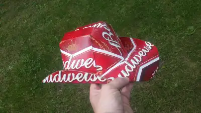 Beer box cowboy hat, many shapes, brands, and sizes. Many more brands not shown in pictures. Round a...