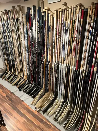 116 Game Used Autographed AHL Hockey Sticks 90’s 00’s , View more
