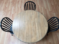 Custom Rustic Dinner Table, Pedestal Base wt. 3 chairs