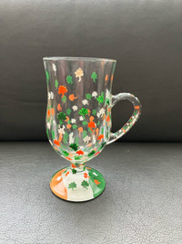 Glass Mug Hand Painted Irish Colors