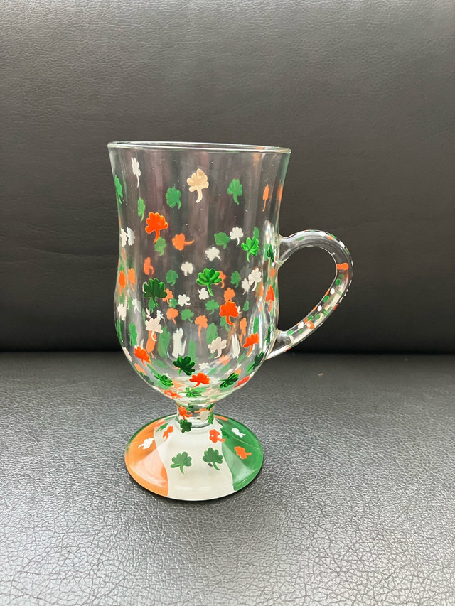 Glass Mug Hand Painted Irish Colors in Kitchen & Dining Wares in Winnipeg