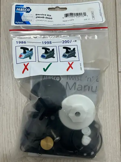 Jabsco Service Kit new, bought by mistake. For 1998 year of production, see shape of the white nut p...