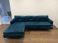 Sectional Couch Sofa In Dark Turquoise Blue
