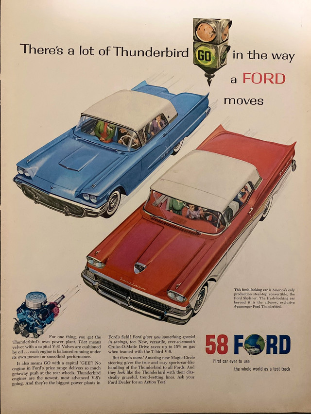 1958 Ford Thunderbird Original Ad in Arts & Collectibles in North Bay