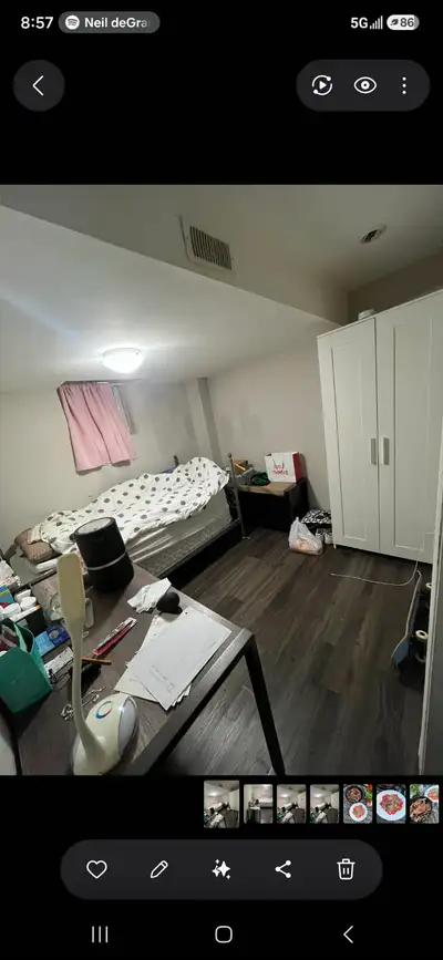 Furnished private room for rent in basement Walkout with private bathroom. Shared laundry and kitche...