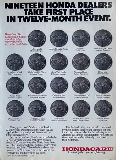 1985 Hondacare Original Ad, View more