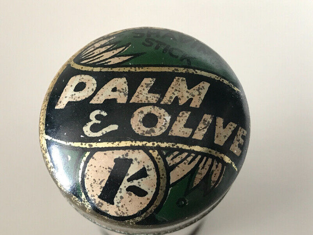 ANTIQUE PLAM & OLIVE PALMOLIVE SHAVE STICK TIN CAN ENGLAND in Arts & Collectibles in Mississauga / Peel Region - Image 3