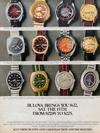 1972 Accutron/Bulova/Caravelle Watches Original Ad