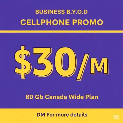 Business B.Y.O.D Cellphone promo $30 for 60 Gb Data, View more