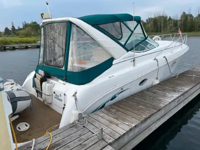 31 ft long 11’9” wide boat is powered by two 250HP Mercruiser engines with stainless steel propeller...