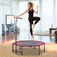 48" Adult Hexagon Rebounder Trampoline Fitness Bungee Jumping Ca