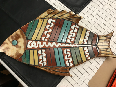 1960s Pinecroft Pottery Aylmer ON  Fish Platter and plate set, View more