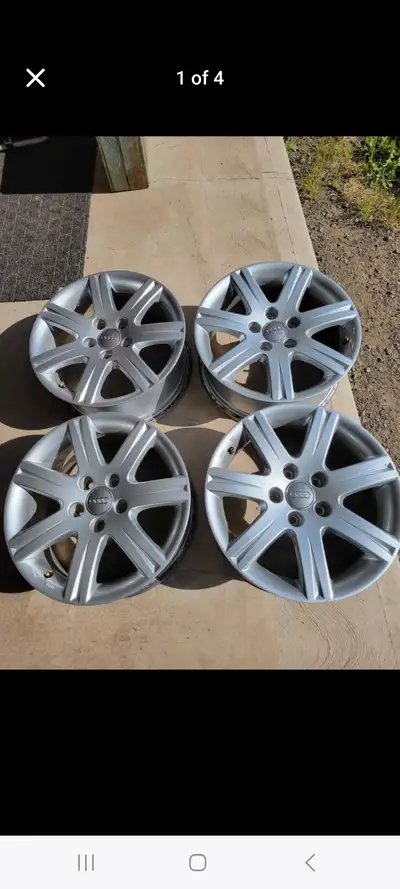Audi alloy 16" rims. 7 x 16H2. Used on A6 4F models. 5 bolt pattern and an offset of E.T.42. KBA 461...