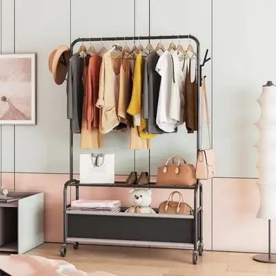 Wisdom Star Garment Rack with Storage Basket, View more