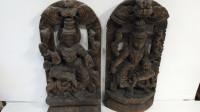 Antique Indian Wooden Carved Figurines Hindu Goddess