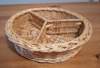 SET of 3 Bamboo/wood wicker container snack plate