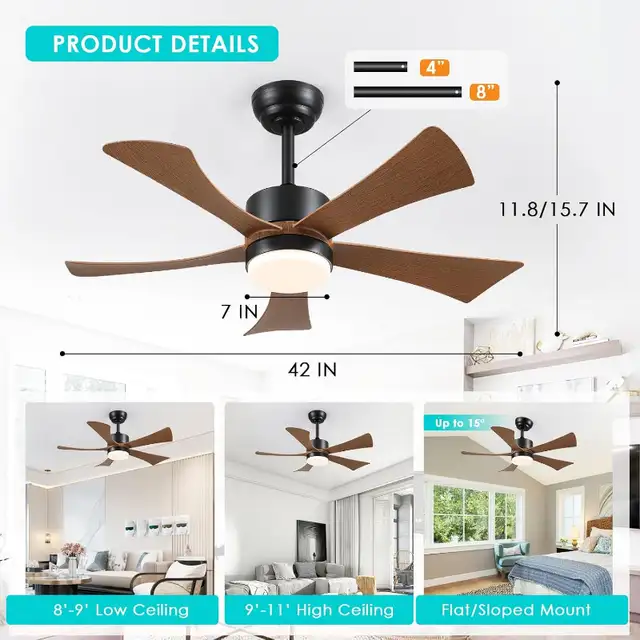 NEW 42 Inch Ceiling Fan w/ Dimmable Lights & Remote/APP Control in Indoor Lighting & Fans in Mississauga / Peel Region - Image 4