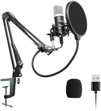 Professional USB Condenser Microphone Kit w/ Stand + Pop Filter