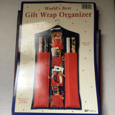 Vinyl Gift wrap organizer NEW.  Just insert a hanger and hang it, View more