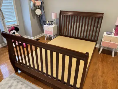 double bed frame - solid wood - converts to crib, View more