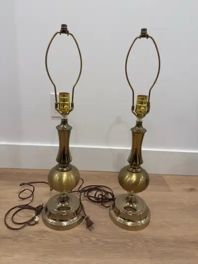 2 vintage brass table lamps , View more