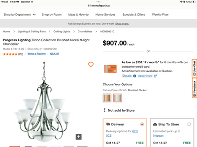 New large 12 light chandelier, brushed nickel by Progress Lighti, View more